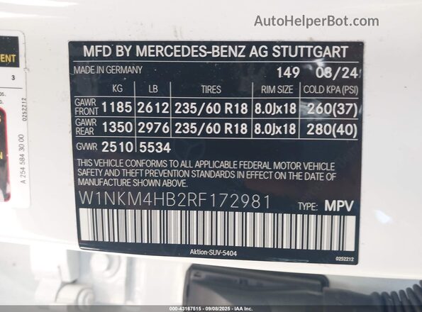 W1NKM4HB2RF172981 2024 MERCEDES-BENZ GLC 300 White Engine compartment view