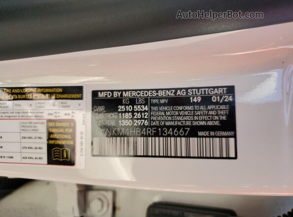 W1NKM4HB4RF134667 2024 MERCEDES-BENZ GLC-CLASS White VIN կոդի պիտակի տեսք