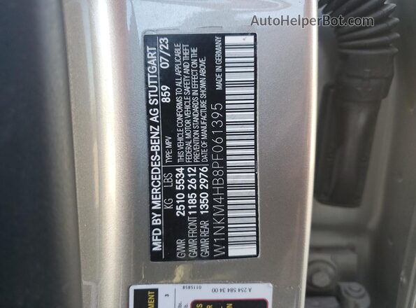 W1NKM4HB8PF061395 2023 MERCEDES-BENZ GLC-CLASS Gray Widok naklejki z numerem VIN