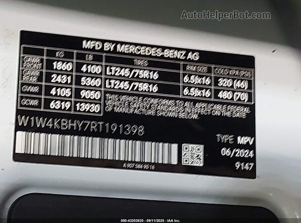 W1W4KBHY7RT191398 2024 MERCEDES-BENZ SPRINTER White Вид підкапотного простору