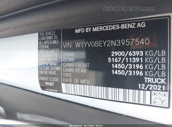 W1YV0BEY2N3957540 2022 MERCEDES-BENZ METRIS White Вид підкапотного простору
