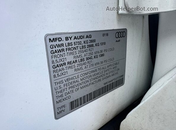 WA1A4AFY2J2123066 2018 AUDI SQ5 Белый 