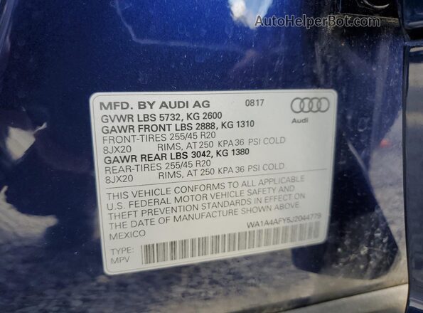 WA1A4AFY5J2044779 2018 AUDI SQ5 Blue 
