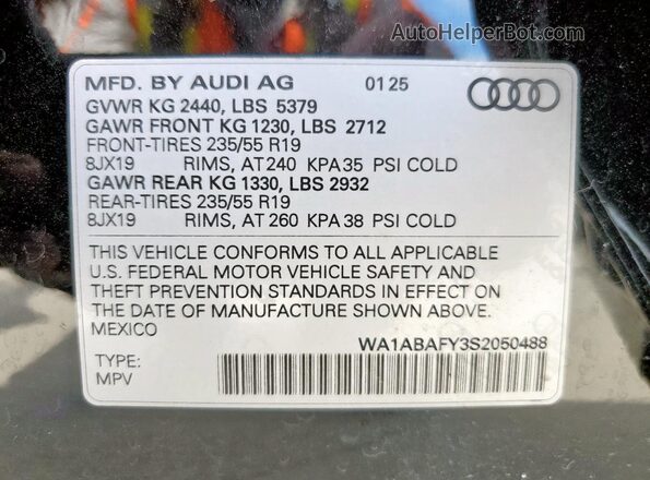 WA1ABAFY3S2050488 2025 AUDI Q5 Black 
