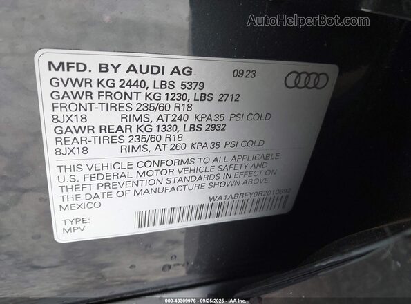 WA1ABBFY0R2010692 2024 AUDI Q5 Gray 