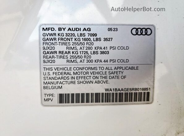 WA1BAAGE5RB016851 2024 AUDI Q8 Белый 