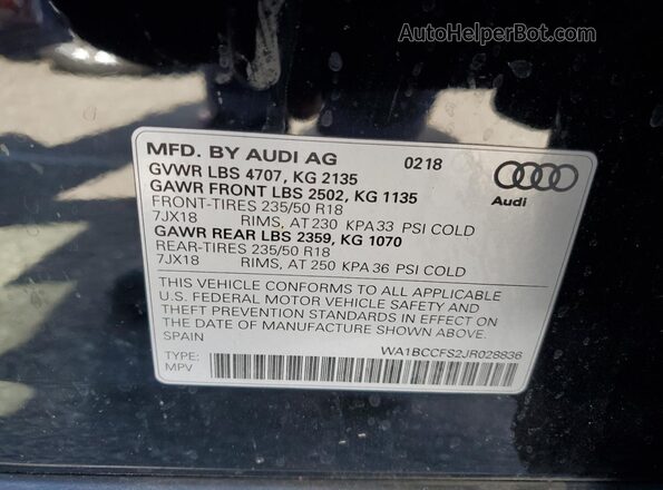 WA1BCCFS2JR028836 2018 AUDI Q3 Black 