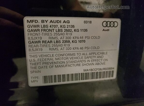 WA1BCCFS8JR029554 2018 AUDI Q3 Черный 