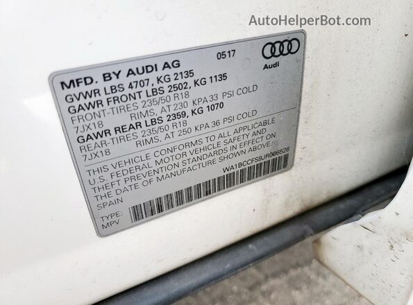 WA1BCCFS9JR006526 2018 AUDI Q3 White 