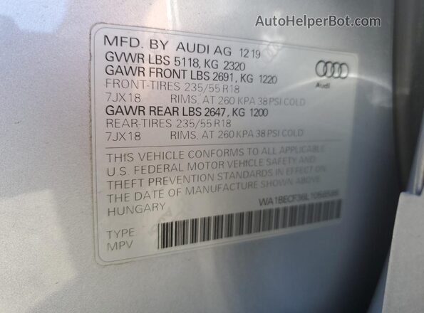 WA1BECF36L1058586 2020 AUDI Q3 Серебряный 