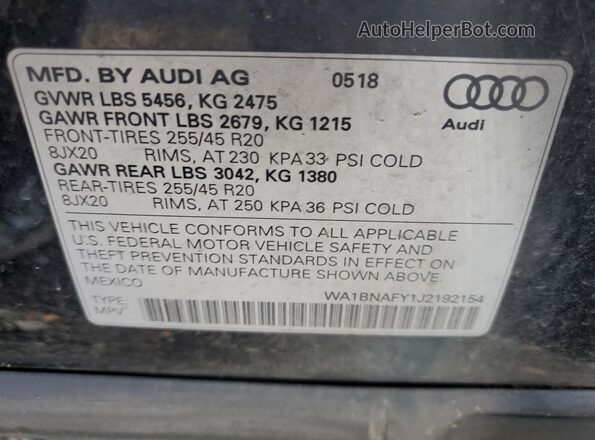 WA1BNAFY1J2192154 2018 AUDI Q5 Black 