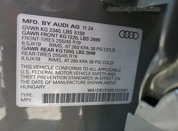 WA1DECF36S1023361 2025 AUDI Q3 Gray 