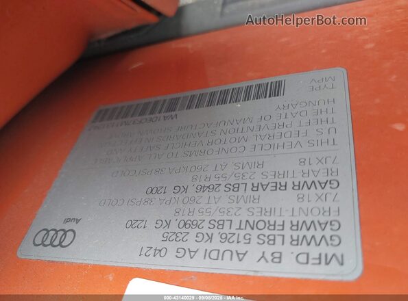 WA1DECF37M1131247 2021 AUDI Q3 Orange Вид підкапотного простору