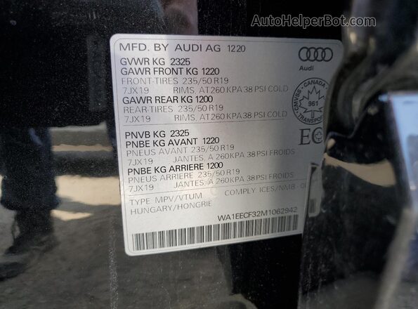 WA1EECF32M1062942 2021 AUDI Q3 Black 