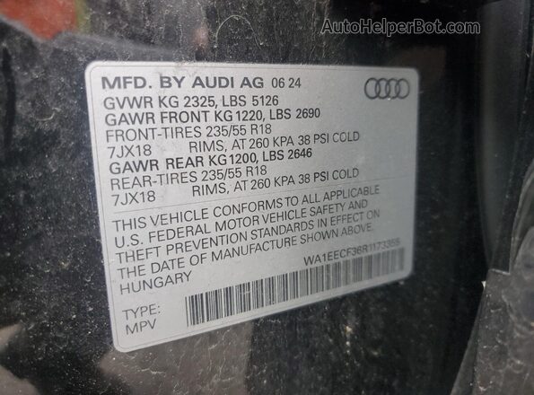 WA1EECF36R1173355 2024 AUDI Q3 Black Vista de la etiqueta del VIN
