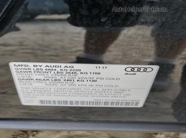 WA1JCCFS6JR019505 2018 AUDI Q3 Black 