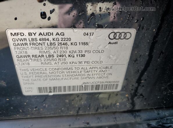 WA1JCCFS9JR003556 2018 AUDI Q3 Black 