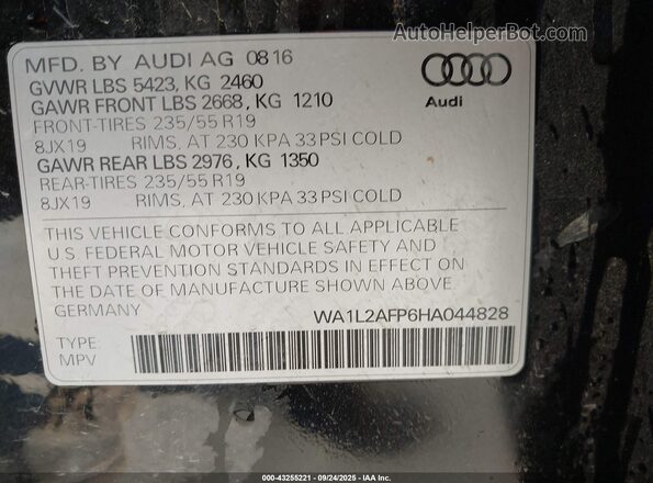 WA1L2AFP6HA044828 2017 AUDI Q5 Черный Вид подкапотного пространства