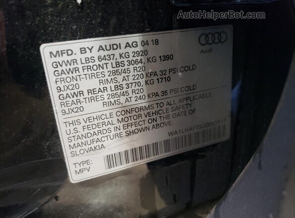 WA1LHAF73JD041517 2018 AUDI Q7 Black 