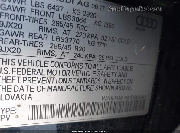 WA1LHAF78JD002941 2018 AUDI Q7 Silver 