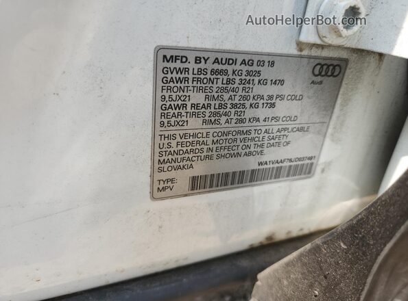WA1VAAF76JD037491 2018 AUDI Q7 White 