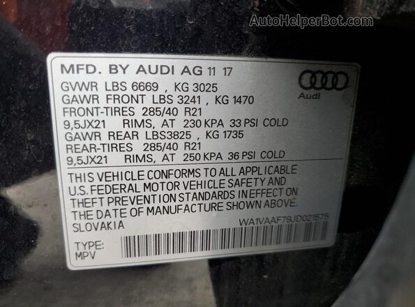 WA1VAAF79JD021575 2018 AUDI Q7 Black 