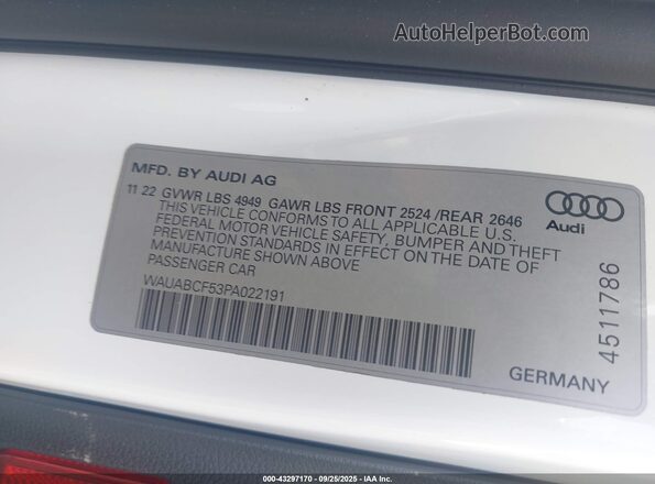 WAUABCF53PA022191 2023 AUDI OTHER White Widok komory silnika
