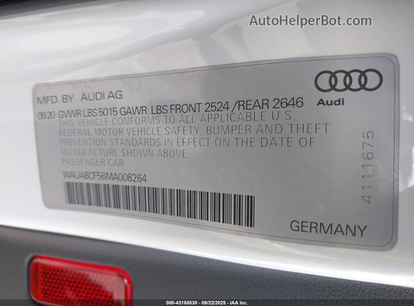 WAUABCF56MA008264 2021 AUDI OTHER White Vista del compartimento del motor