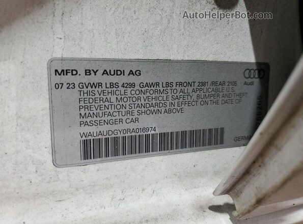 WAUAUDGY0RA016974 2024 AUDI OTHER Белый 