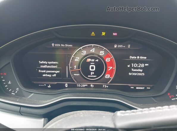 WAUB4AF40KA118492 2019 AUDI S4 Gray Vista de los asientos traseros