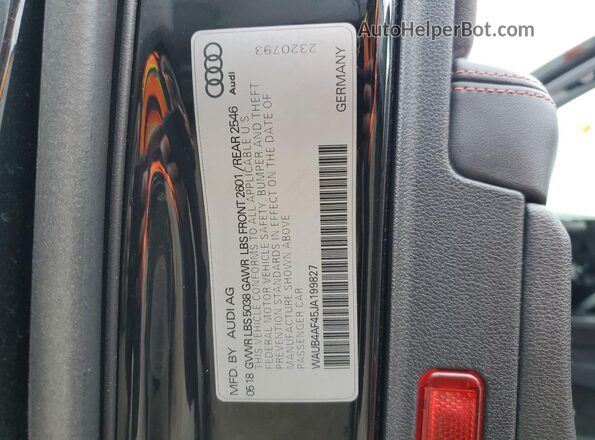 WAUB4AF45JA199827 2018 AUDI S4 Black 