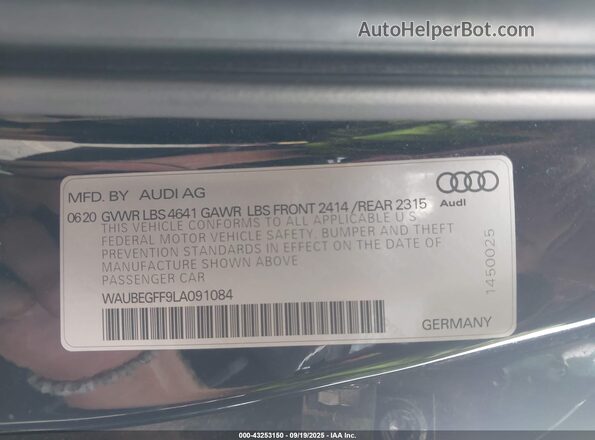 WAUBEGFF9LA091084 2020 AUDI OTHER Black Vista del compartimento del motor