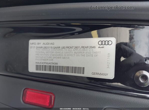 WAUC4CF58JA034086 2018 AUDI S5 Черный Вид подкапотного пространства