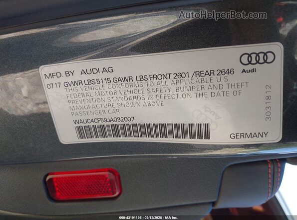 WAUC4CF59JA032007 2018 AUDI S5 Gray Շարժիչի բաժամունքի տեսք