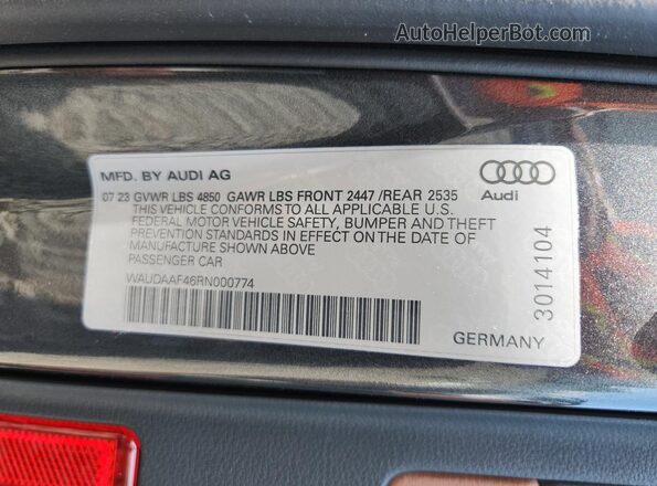 WAUDAAF46RN000774 2024 AUDI OTHER Gray ძრავის განყოფილების ხედი