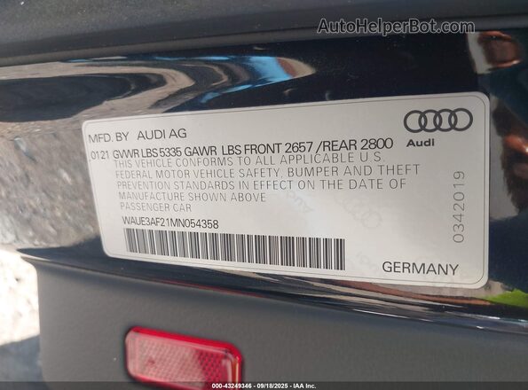 WAUE3AF21MN054358 2021 AUDI OTHER Black Շարժիչի բաժամունքի տեսք