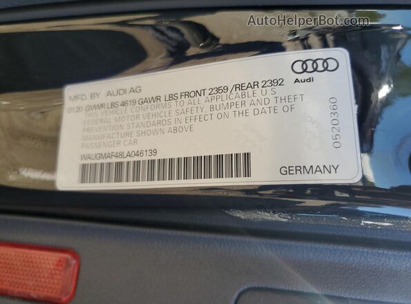 WAUGMAF48LA046139 2020 AUDI OTHER Black Widok komory silnika