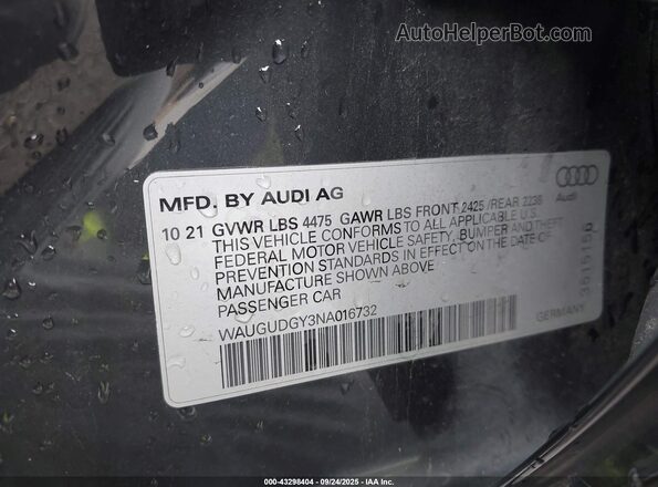WAUGUDGY3NA016732 2022 AUDI OTHER Gray Widok komory silnika