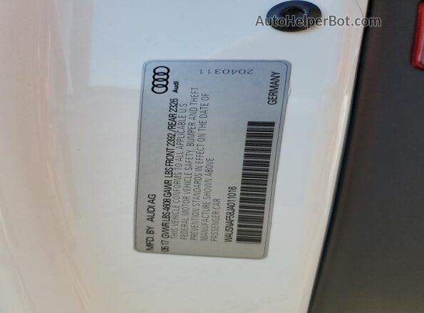 WAUSNAF58JA011016 2018 AUDI OTHER White 
