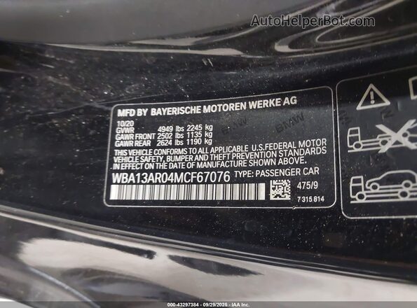 WBA13AR04MCF67076 2021 BMW M4 Black 