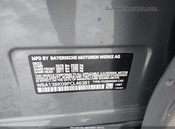 WBA13BK09PCL46381 2023 BMW M5 Серый Вид подкапотного пространства