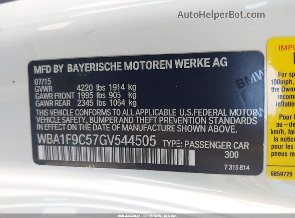 WBA1F9C57GV544505 2016 BMW 2 SERIES White Вид підкапотного простору