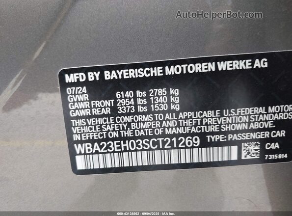 WBA23EH03SCT21269 2025 BMW 7 SERIES Gray 