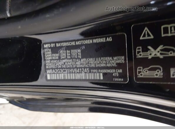 WBA2G3C31HV641245 2017 BMW M2 Black Շարժիչի բաժամունքի տեսք