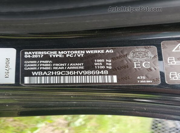 WBA2H9C36HV986948 2017 BMW 2 SERIES Black Rear seats view