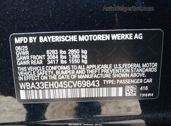 WBA33EH04SCV69843 2025 BMW 7 SERIES Blue 