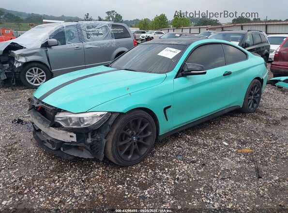 WBA3R1C59GK195883 2016 BMW 4 SERIES Light Blue Առջևի ձախ երեք քառորդ տեսարան