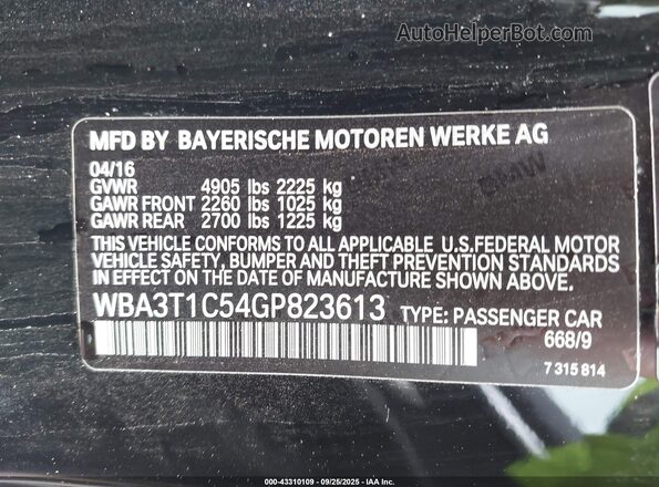 WBA3T1C54GP823613 2016 BMW 4 SERIES Black Engine compartment view