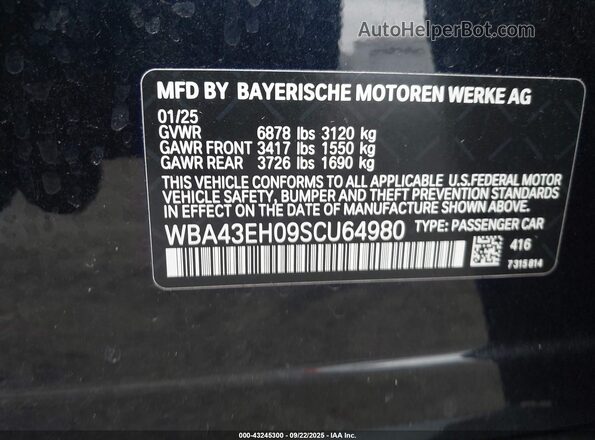 WBA43EH09SCU64980 2025 BMW 7 SERIES Blue 
