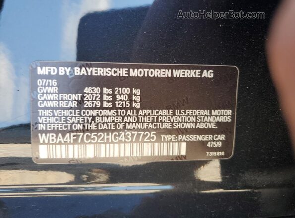 WBA4F7C52HG437725 2017 BMW 4 SERIES Black ძრავის განყოფილების ხედი